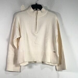 DKNY Long Sleeve Knit Pullover 1/4 Zip, Women's Size M - Cream